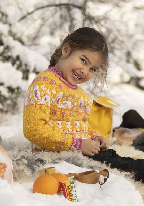 Hovedbilde Påskestemning genser (rosa) | Strikkepakke