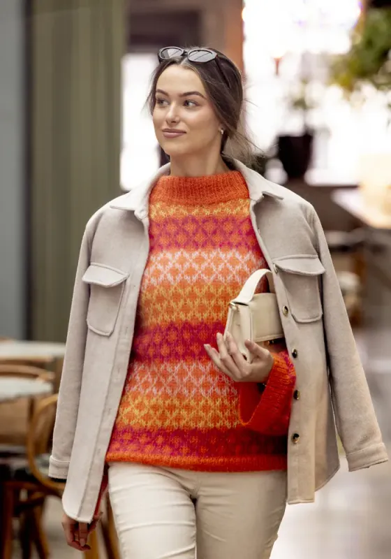 Bellezza-genser i Kid Cotton (oransje) | Strikkepakke